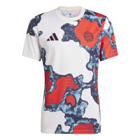 adidas Bayern München Pre-Match Trainingsshirt 2024-2025 Wit Rood Blauw Bordeauxrood