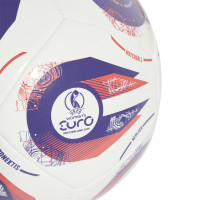 Ballon de football adidas EURO25 Club pour femmes, taille 5, blanc, violet, rouge