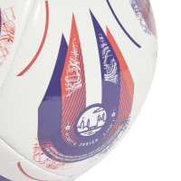 Ballon de football adidas EURO25 Club pour femmes, taille 5, blanc, violet, rouge