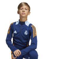 adidas Real Madrid Trainingspak 1/4-Zip 2024-2025 Kids Donkerblauw Oranje Lichtblauw