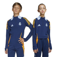 adidas Real Madrid Trainingspak 1/4-Zip 2024-2025 Kids Donkerblauw Oranje Lichtblauw