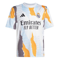 adidas Real Madrid Pre-Match Maillot d'Entraînement 2024-2025 Enfants Blanc Orange Bleu