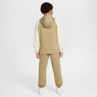 Survêtement Nike Sportswear en polyéthylène entièrement zippé à capuche pour enfants, beige et blanc cassé