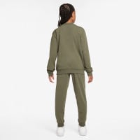 Survêtement Nike Sportswear Big Logo Crew pour enfants, vert olive et blanc