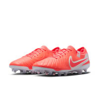 Nike Tiempo Legend 10 Elite Gazon Naturel Chaussures de Foot (FG) Rouge Vif Blanc