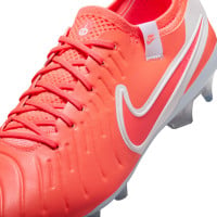 Nike Tiempo Legend 10 Elite Gazon Naturel Chaussures de Foot (FG) Rouge Vif Blanc