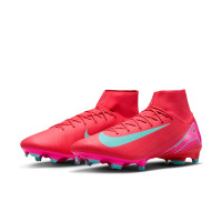 Nike Zoom Mercurial Superfly 10 Academy Gazon Naturel Artificiel Chaussures de Foot (MG) Rouge Turquoise Rose