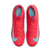 Nike Zoom Mercurial Superfly 10 Academy Gazon Naturel Artificiel Chaussures de Foot (MG) Rouge Turquoise Rose