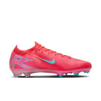 Nike Zoom Mercurial Vapor 16 Elite Gazon Naturel Chaussures de Foot (FG) Rouge Turquoise Rose