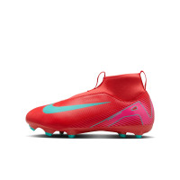 Nike Zoom Mercurial Superfly 10 Academy Gazon Naturel Artificiel Chaussures de Foot (MG) Enfants Rouge Turquoise Rose