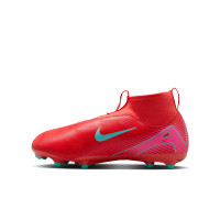 Nike Zoom Mercurial Superfly 10 Academy Gazon Naturel Artificiel Chaussures de Foot (MG) Enfants Rouge Turquoise Rose