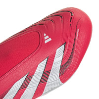 adidas Predator League Sans Lacets Gazon Naturel Gazon Artificiel Chaussures de Foot (MG) Rouge Blanc Noir