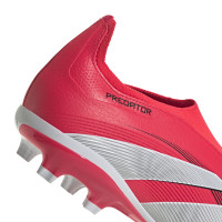 adidas Predator League Sans Lacets Gazon Naturel Gazon Artificiel Chaussures de Foot (MG) Rouge Blanc Noir