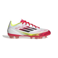 adidas F50 Pro Gras / Kunstgras Voetbalschoenen (MG) Wit Rood Zwart Geel