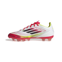 adidas F50 Pro Gras / Kunstgras Voetbalschoenen (MG) Wit Rood Zwart Geel