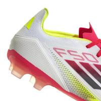 adidas F50 Pro Gras / Kunstgras Voetbalschoenen (MG) Wit Rood Zwart Geel