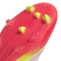 adidas F50 League Gras / Kunstgras Voetbalschoenen (MG) Wit Rood Zwart Geel