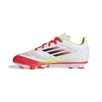 adidas F50 Club Gras / Kunstgras Voetbalschoenen (MG) Kids Wit Rood Zwart Geel