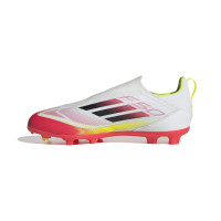 adidas F50 League Veterloze Gras / Kunstgras Voetbalschoenen (MG) Kids Wit Rood Zwart Geel