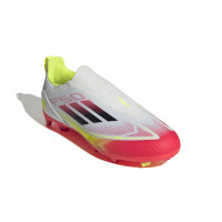 adidas F50 League Veterloze Gras / Kunstgras Voetbalschoenen (MG) Kids Wit Rood Zwart Geel