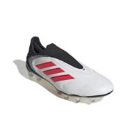 adidas Copa Pure III Elite Sans Lacets Gazon Naturel Chaussures de Foot (FG) Blanc Noir Rouge