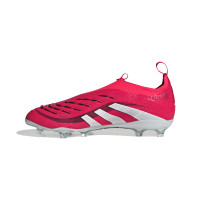 adidas Predator Elite Sans Lacets Gazon Naturel Chaussures de Foot (FG) Enfants Rouge Blanc Noir