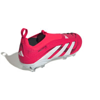 adidas Predator Elite Sans Lacets Gazon Naturel Chaussures de Foot (FG) Enfants Rouge Blanc Noir