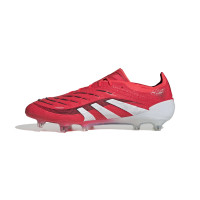 adidas Predator Elite Gazon Naturel Chaussures de Foot (FG) Rouge Blanc Noir