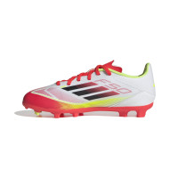 adidas F50 League Gras / Kunstgras Voetbalschoenen (MG) Kids Wit Rood Zwart Geel