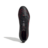 adidas Predator League Gazon Naturel Gazon Artificiel Chaussures de Foot (MG) Noir Gris Rouge