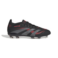 adidas Predator Elite Gazon Naturel Chaussures de Foot (FG) Enfants Noir Gris Rouge