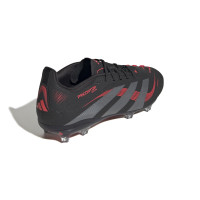 adidas Predator Elite Gazon Naturel Chaussures de Foot (FG) Enfants Noir Gris Rouge