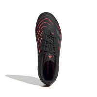 adidas Predator Elite Gazon Naturel Chaussures de Foot (FG) Enfants Noir Gris Rouge