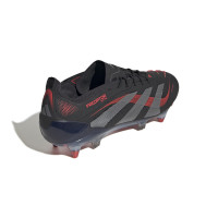 adidas Predator Elite IJzeren-Nop Voetbalschoenen (SG) Zwart Grijs Rood