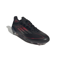 Chaussures de football adidas F50 Elite Gras (FG) noir rouge argenté