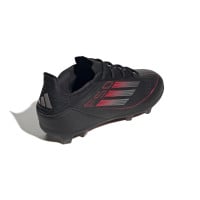 Chaussures de football adidas F50 Elite Gras (FG) pour enfants, noires, rouges, argentées