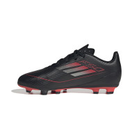 Chaussures de football Adidas F50 Club sur gazon et gazon artificiel (MG) pour enfants, noir, rouge, argent