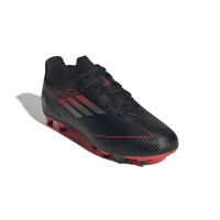 Chaussures de football Adidas F50 Club sur gazon et gazon artificiel (MG) pour enfants, noir, rouge, argent