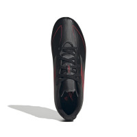 Chaussures de football Adidas F50 Club sur gazon et gazon artificiel (MG) pour enfants, noir, rouge, argent