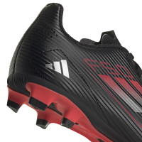 Chaussures de football Adidas F50 Club sur gazon et gazon artificiel (MG) pour enfants, noir, rouge, argent