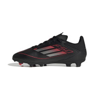 Chaussures de football adidas F50 League sur gazon et gazon artificiel (MG) pour enfants, noir, rouge, argent