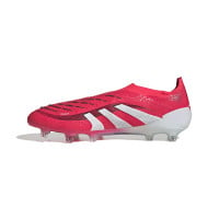 adidas Predator Elite Sans Lacets Gazon Naturel Chaussures de Foot (FG) Rouge Blanc Noir