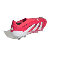 adidas Predator Elite Sans Lacets Gazon Naturel Chaussures de Foot (FG) Rouge Blanc Noir