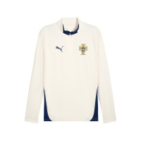 PUMA Portugal Haut d'Entraînement 1/4-Zip 2025-2026 Blanc Cassé Bleu Foncé