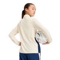 PUMA Portugal Survêtement 1/4-Zip 2025-2026 Enfants Blanc Cassé Bleu Foncé Jaune