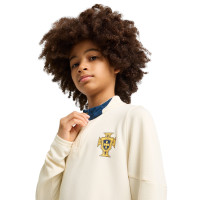 PUMA Portugal Survêtement 1/4-Zip 2025-2026 Enfants Blanc Cassé Bleu Foncé Jaune