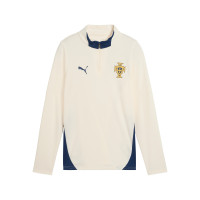 PUMA Portugal Survêtement 1/4-Zip 2025-2026 Enfants Blanc Cassé Bleu Foncé Jaune