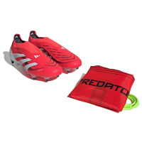 adidas Predator Elite Sans Lacets Crampons Vissés Chaussures de Foot (SG) Rouge Blanc Noir