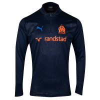 PUMA Olympique Marseille Haut d'Entraînement 1/4-Zip 2024-2025 Bleu Foncé Bleu Orange