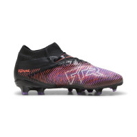 PUMA Future 8 Pro Gazon Naturel Artificiel Chaussures de Foot (MG) Enfants Noir Mauve Rouge